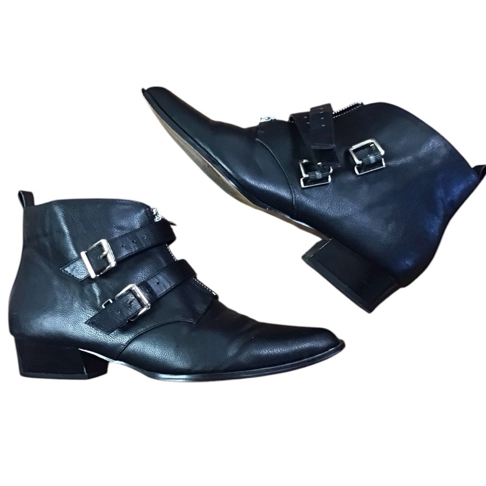 Who What, Wear Zip Buckle Black Ankle Boots Size 9 - Picture 3 of 8